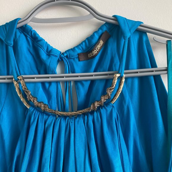 ROBERTO CAVALLI Blue Draped Dress - Picture 5 of 6
